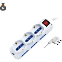 Alcapower Mehrfachsteckdose 9-fach, 6x10/16A + 3xSchuko, 1,5m Kabel, 90° Stecker 16A, beleuchteter Schalter, weiß, hohe Leistung.