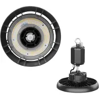 Alcapower LED-Hallenstrahler UFO 100W 15000lm 4000K IP65 IK08, integrierte Notlichtfunktion 180 Min., hohe Lichtausbeute für Industrieumgebungen.