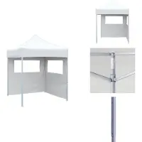 vidaXL Profi-Partyzelt Faltbar mit 2 Seitenwänden 2×2m Stahl Weiß - Pavillons & Partyzelte