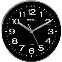 Technoline WT 7620, Wand, Quarzuhr, Rund, Schwarz, Silber, Metall, Mignon AA