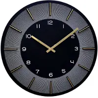 Nextime Quarzwanduhr 40x40 cm, schwarz-gold, MDF, analog
