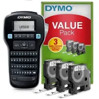 Dymo Komplettset Etikettendrucker LabelManager 160, mit Schnellformatierungstasten + 3 x D1-Schriftband, L 7 m x B 12 mm schwarz auf weiß
