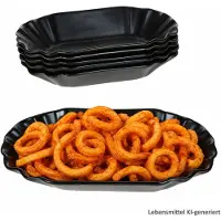 MamboCat 6x Black Fries Pommesschale schwarz Currywurst-Schale Porzellan Servier-Teller