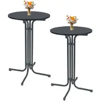 TRUTZHOLM 2x Stehtisch Klappbar Durchmesser 70 cm Höhe 110 cm Stahl Anthrazit