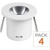 Silamp Mini-Spot-LED, einbaubar, 1 Watt, 90° Abstrahlwinkel, rund, weiß - Packung mit 4 Stück