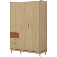 Meublorama Schrank NOKI – 3 Türen in hellem Eichenholz und Mokka – Skandinavischer Stil