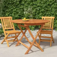 vidaXL Möbel Gartentisch Klappbar Ø 85x75 cm Massivholz Teak - Gartentische &28665
