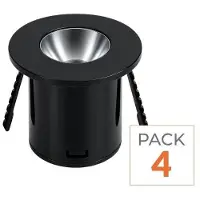 Silamp 4er-Pack – 1 W, 90°, runde, schwarze LED-Mini-Einbaustrahler