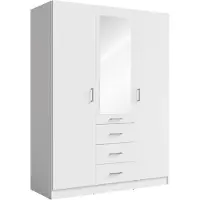 Meublorama MK-KONSO-KN-PB0010/PB0010--19B*4C/127KG, 4 Regale, 3 Tür(en), Weiß, MDF-Platten, 3 Schublade(n), 580 mm