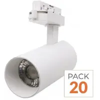 Silamp Spot-Leuchte mit LED, für Dreiphasenschienenmontage, CCT (Farbtemperatur einstellbar), 20W, Abstrahlwinkel 60°, weiß - 3000K/4000K/6500K - Packung mit 20 Stück