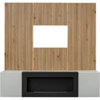 Meublorama Wandkomposition IXAR – TV-Möbel, Wandpaneele + Bio-Ethanol-Kamin