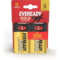 Eveready Gold R20 Monozellen Batterien mit spezieller Stromzufuhr, 2er Blisterpackung