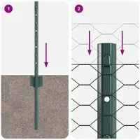 vidaXL Sechseckzaun mit Pfosten 100 x 0,5 m PVC-beschichteter Stahl