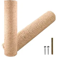 Markenlos 2er Set Kratzsäulen für Katzen Jute Seil Ersatzstamm für Kratzbaum 7 cm Durchmesser Schrauben für Kratzbaum Ersatzteile Stamm Länge 30 cm