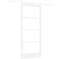 vidaXL Schiebetür Weiß 93 x 211 cm Massivholz Kiefer und Glas