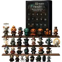 JORMFTTE Halloween-Adventskalender 2025: Countdown mit gruseligen Figuren und Ornamenten für Erwachsene, Männer, Frauen und Familien