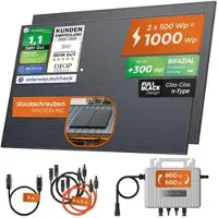 Solarway 1000Wp / 800W Balkonkraftwerk komplett Steckdose - neuester EcoFlow Stream 800 Watt Wechselrichter - Solaranlage Komplettset - 500W bifaziale black Solarmodule & EcoFlow & Zubehör