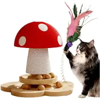 Markenlos Katzenbaum aus Holz, interaktiver Turm, rutschfest, aus Sisal in Pilzform, für Katzen, Haustiere, Innenbereich, beruhigend, Klettern, Bereicherung