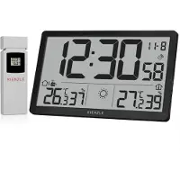 KIENZLE Jumbo NEO LCD Wetter Wanduhr schwarz mit XXL Display Außensensor