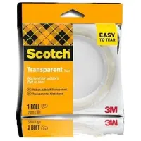 3M Scotch Transparentes Klebeband 508, leicht abreißbar, 25 mm x 50 m, 1 Rolle/Packung | Packung (1 Rolle)
