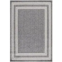 KADIMA DESIGN Outdoorteppich Elegante Bordüre UV-Beständig Waschbar Strapazierfähig | Grau 120x170 cm Küche Balkon UV-Beständig | LIRIA –