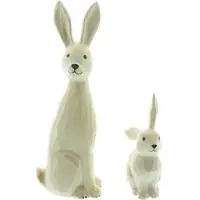 Frank Flechtwaren Osterdeko 514044, natur, Hasenfiguren aus Holz, 11 & 20 cm hoch, 2 Stück