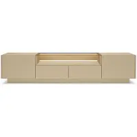 Masseno TV-Schrank PORTA 203 cm Fernsehschrank mit 2 Schubladen und 2 Türen TV-Lowboard für Wohnzimmer Modern 203x39,5x43,4 cm Beige / Eichefarben
