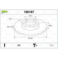 Valeo 2x Bremsscheiben Vorne für OPEL Kadett E CC (T85) 236mm 186187