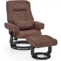 MCombo M Relaxsessel mit Liegefunktion, Lesesessel, 360° Drehbarer Fernsehsessel mit Hocker, mit Kissen & Seitentasche, 9035 (Braun)