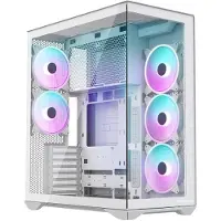 Modecom Volcano Space XL ARGB, Weiß, Big-Tower PC-Gehäuse, inkl. 5 ARGB Lüfter und Controller, Panorama Glasfenster, passend für ATX, mATX, ITX