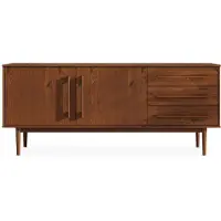 Idimex Sideboard TECCA mit 2 Türen und 3 Schubladen, Kastanie farben – Kommode aus Massivholz, verstellbarer Einlegeboden, Wohnzimmermöbel im Mid-Century Style