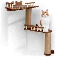 Markenlos Kratzbaum 3in1 [Wandmontage] – Katzenkratzbaum, Kletterbaum und Liegefläche | Möbel für Katzen zur Krallenpflege und zum Spielen | Für Katzen bis 15 kg