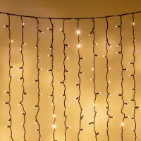 LumenXL Lichtvorhang erweiterbar schwarz | ab 2 Meter | 300 LEDs | 2200K extra warmweiß | Gummi