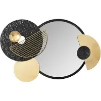Home Decor Metal Circles 83x5x54 Cm Wall Mirror Schwarz,Golden