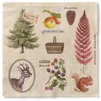 Sovie HORECA Serviette Elias aus Tissue 40 x 40 cm, 100 Stück Natur Reh Fuchs Zapfen Wald Wild Jagd