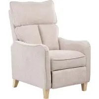 Beliani Fernsehsessel Hellbeige Stoffbezug Gepolstert mit Armlehnen Manuell Verstellbare Rückenlehne und Fußteil Retro Design Wohnzimmer Ausstattung