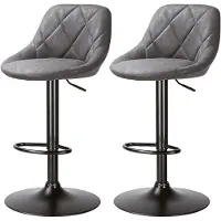 Cepewa Barhocker Lounge 2er Set gepolstert grau 49x103x47cm Polyester Eisen Hocker höhenverstellbar Tragkraft 150 Kg Barzubehör Barstuhl Stuhl Tresenhocker