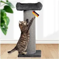 Markenlos XXL Kratzbaum Frieda – Kratztonne XXL | austauschbare Kratzmatten stabil | extra breite Säule | waschbarer Cord-Bezug | Kratzbaum für große, mittlere und kleine Katzen | Cord (dunkelgrau, Gr. 1)