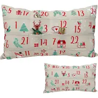 Cepewa Adventskalender Kissen mit 24 Einstecktaschen 50x30x10cm Polyester 210gsm 1-24 Weihnachtsmotive Adventszeit Kalender Weihnachtsspruch