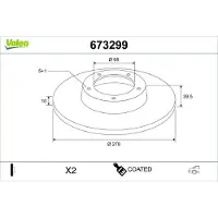 Valeo 2x Bremsscheiben Hinten für MAZDA 6 Kombi (GJ, GL) 278mm 673299