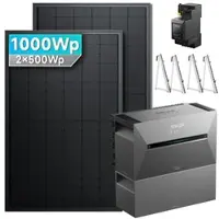 SolarMars Balkonkraftwerk 1000 Watt mit Speicher Anker SOLIX Solarbank 3 E2700 Pro mit 2x500Wp Solarmodule und MC4 Solarkabel Set - 1000Wp ‚Äì 2 Module / 1x BP2700 / Balkon