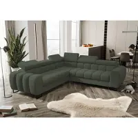 Fun-Möbel Ecksofa Schlafsofa BASTIEN in Stoff Gemma Grün Seite Universal