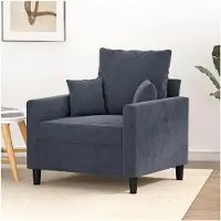 Markenlos Sessel Dunkelgrau 60 cm Samt, Metallgestell, Robust, Bequem, Max. 110 kg, Modernes Design, Wohnzimmermöbel, Langlebig, Ideal zum Entspannen