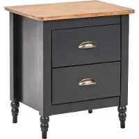 Beliani Nachttisch Schwarz u. Braun aus Kiefernholz mit 2 Schubladen Stauraum Modern Klassisch Traditionell Retro Nachtschrank für Schlafzimmer
