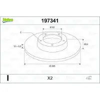 Valeo 2x Bremsscheiben Hinten für TOYOTA Highlander I (XU20) 288mm 197341