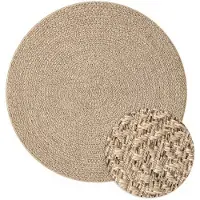 vidaXL Teppich ZIZUR Ø 200 cm Jute-Optik Indoor und Outdoor