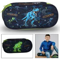 Sarcia.eu Marineblau, COMBINED Schulmäppchen, leuchtet im Dunkeln FLUO, Tütchen für Jungen, Dinosaurier 5x22x10cm