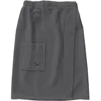 Sansibar Herren Sauna-Kilt mit bestickter Tasche, 50x145 cm, Anthrazit, Klettverschluss, mit Gummizug am Rücken