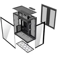 Modecom VOLCANO SPACE XL PC Gehäuse, schwarz, Full Tower, Dual-Kammer-Design, Glas Sichtfenster, passend für 400 mm GPU, ATX, E-ATX Mainboards