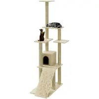 Markenlos Kratzbaum mit Sisal-Kratzsäulen Creme 155 cm für Katzen